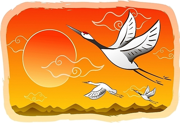 EPS 주간 자연요소 구름 전통 명절 백그라운드 일러스트 새해 산 한국 세마리 풍경 사람없음 야외 설날 태양 전통문양 노을 학 연하장 국내일러스트 문양 기념일 아시아 조류 카드_감사 3 파일형식 벡터