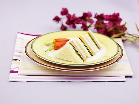 포토 JPG 스튜디오촬영 그릇 접시 꽃 음식 서양음식 실내 샌드위치 사람없음 장식 가로 당근 미니당근 국내포토 식물 식기 뿌리채소 파일형식