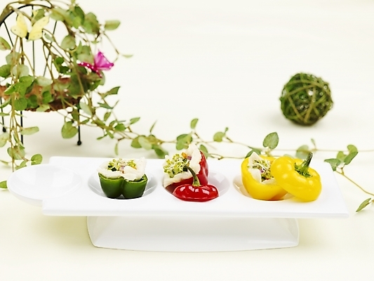 포토 JPG 스튜디오촬영 그릇 접시 음식 피망 파프리카 서양음식 실내 근접촬영 사람없음 가로 빨간색 초록색 노란색 샐러드 파프리카요리 국내포토 식기 뷰포인트 컬러 채소 내부 파일형식