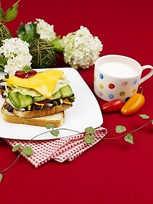 포토 JPG 스튜디오촬영 그릇 접시 꽃 음식 고추 치즈 서양음식 실내 샌드위치 사람없음 장식 컵 세로 초록색 노란색 우유 머그컵 덩굴 국내포토 식물 식기 컬러 채소 유제품 내부 파일형식