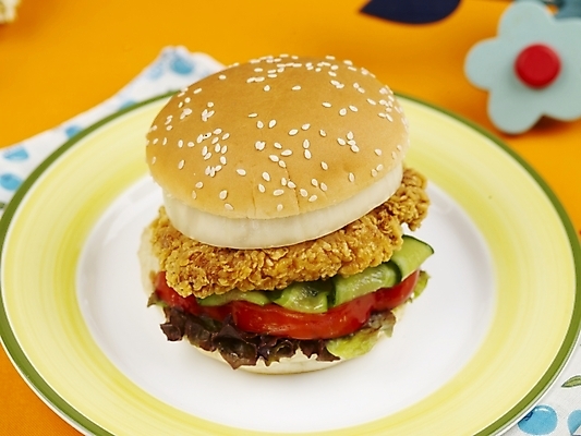 포토 JPG 스튜디오촬영 그릇 접시 음식 패스트푸드 실내 근접촬영 사람없음 가로 햄버거 치킨버거 국내포토 식기 뷰포인트 내부 인스턴트 파일형식