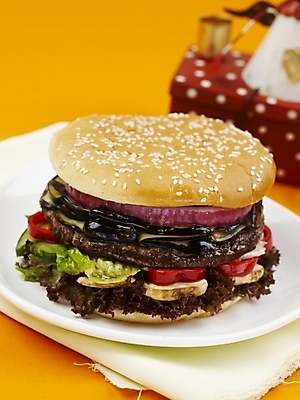 포토 JPG 스튜디오촬영 그릇 접시 음식 패스트푸드 실내 근접촬영 사람없음 장식 세로 피규어 햄버거 국내포토 식기 뷰포인트 내부 미니어처 인스턴트 파일형식