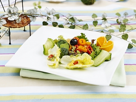 포토 JPG 스튜디오촬영 그릇 접시 음식 채소 오렌지 탁자 피망 오이 서양음식 실내 사람없음 장식 가로 초록색 노란색 샐러드 식탁보 덩굴 배추 국내포토 식물 식기 컬러 가구 과일 내부 파일형식