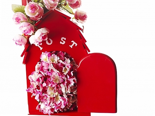 포토 JPG 스튜디오촬영 문자 기호 알파벳 영어 꽃 실내 근접촬영 사람없음 장식 가로 빨간색 장미 우체통 오브젝트 국내포토 식물 뷰포인트 컬러 내부 파일형식