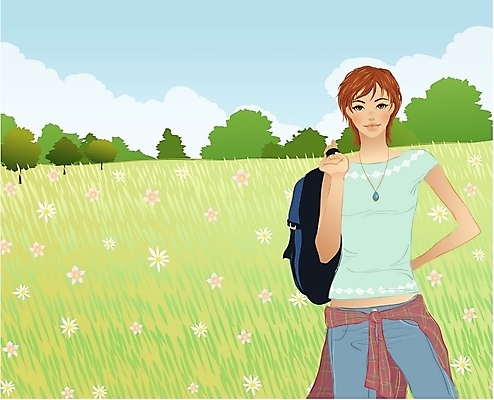 EPS 주간 나무 구름 계절 여자 꽃 여행 일러스트 배낭 하늘 휴가 한명 사람 초원 20대 성인 야외 봄 하이킹 숲 봄여행 여자만 여자한명만 성인여자만 청년만 청년여자만 성인한명만 청년여자한명만 성인여자한명만 성인만 국내일러스트 자연요소 식물 1 가방 레저 청년 파일형식 벡터