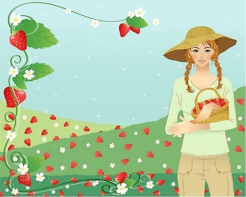 EPS 주간 모자 계절 여자 열매 꽃 여행 밭 과일 일러스트 휴가 한명 사람 20대 성인 야외 농장 바구니 봄 수확 시골 밀짚모자 딸기밭 봄여행 여자만 여자한명만 성인여자만 청년만 청년여자만 성인한명만 청년여자한명만 성인여자한명만 성인만 국내일러스트 자연요소 식물 모자_잡화 1 잡화 농업 청년 파일형식 벡터