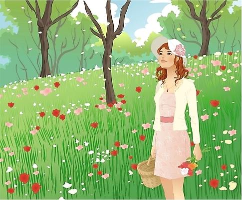 EPS 주간 나무 모자 응시 시선 계절 원피스 여자 꽃 여행 꽃밭 일러스트 휴가 산 한명 사람 초원 20대 성인 야외 바구니 봄 산책 숲 카디건 언덕 봄여행 여자만 여자한명만 성인여자만 청년만 청년여자만 성인한명만 청년여자한명만 성인여자한명만 성인만 국내일러스트 자연요소 식물 1 잡화 옷 휴식 청년 외투 파일형식 벡터