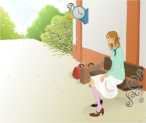 EPS 주간 나무 모자 계절 여자 시계 여행 벤치 의자 가방 일러스트 휴가 한명 사람 20대 성인 야외 여행가방 봄 짐 종 기다림 역 개나리 기차역 봄여행 여자만 여자한명만 성인여자만 청년만 청년여자만 성인한명만 청년여자한명만 성인여자한명만 성인만 국내일러스트 자연요소 식물 1 잡화 꽃 가구 교통시설 모션 청년 파일형식 벡터