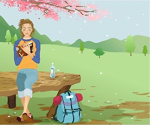 EPS 주간 나무 계절 여자 꽃 음료 여행 벤치 의자 일러스트 배낭 휴가 휴식 산 한명 사람 초원 20대 성인 야외 물 필기구 다이어리 봄 벚꽃 메모지 병 배낭여행 봄여행 여자만 여자한명만 성인여자만 청년만 청년여자만 성인한명만 청년여자한명만 성인여자한명만 성인만 국내일러스트 자연요소 식물 1 식기 가구 컨셉 가방 문구용품 청년 사무용품 파일형식 벡터