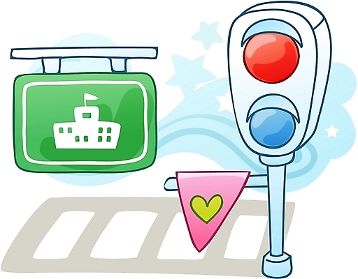 EPS 주간 시설물 교육 현대건축 건축 일러스트 학교 사람없음 야외 건물 하트 깃발 표지판 횡단보도 신호등 등교 하교 보호구역 국내일러스트 자연요소 모양 건축물 알림판 보행로 등하교 구역 파일형식 벡터