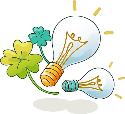 EPS 교육 과학 생활용품 일러스트 전구 아이디어 사람없음 빛 네잎클로버 클로버 전기에너지 필라멘트 국내일러스트 식물 컨셉 에너지 오브젝트 파일형식 벡터