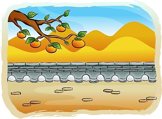 EPS 주간 한국문화 한국전통 시설물 계절 명절 건축 백그라운드 고건축 한국건축 일러스트 하늘 산 주택 한국 기와 기와집 풍경 사람없음 야외 담장 추석 동양건축 가을 감나무 가을배경 국내일러스트 자연요소 나무 동양문화 전통 건축물 기념일 아시아 한옥 감 건물 파일형식 벡터 동양 가을_계절