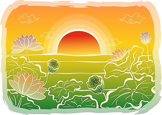 EPS 주간 식물 구름 한국전통 문양 열매 꽃 호수 바다 백그라운드 불교 일러스트 여름꽃 자연 새해 연꽃 풍경 사람없음 야외 태양 전통문양 노을 일몰 연잎 연밥 국내일러스트 자연요소 전통 종교 잎 한국 생태계 파일형식 벡터 여름_계절