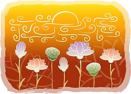 EPS 식물 구름 한국전통 문양 열매 꽃 백그라운드 불교 일러스트 여름꽃 자연 새해 연꽃 사람없음 태양 전통문양 노을 동양화 연밥 국내일러스트 자연요소 전통 종교 한국 미술 생태계 파일형식 벡터 여름_계절