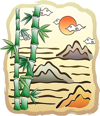 EPS 주간 나무 식물 구름 한국전통 명절 백그라운드 일러스트 새해 산 풍경 사람없음 야외 설날 태양 전통문양 대나무 동양화 사군자 대나무잎 국내일러스트 자연요소 전통 문양 기념일 잎 한국 미술 파일형식 벡터