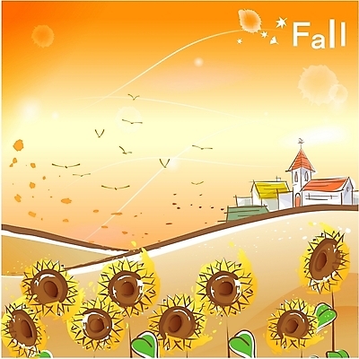 EPS 주간 식물 사계절 계절 꽃 백그라운드 일러스트 여름꽃 자연 조류 하늘 해바라기 주택 풍경 사람없음 야외 건물 마을 노을 가을 언덕 가을배경 국내일러스트 자연요소 동물 건축물 생태계 파일형식 벡터 가을_계절 여름_계절