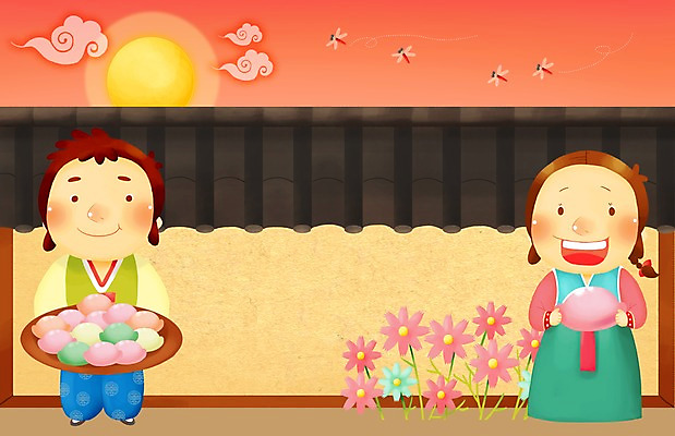 PSD 구름 한국전통 계절 여자 명절 남자 어린이 고건축 일러스트 페인터 하늘 안내 알림판 기와집 사람 소녀 소년 야외 두명 담장 태양 추석 노을 전통음식 보름달 가을 한복 알림 코스모스 송편 고추잠자리 어린이만 국내일러스트 자연요소 전통 건축물 기념일 꽃 음식 페인팅 한옥 떡 한국 달 잠자리 전통의상 파일형식