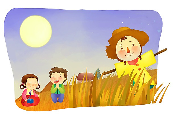 PSD 한국전통 계절 여자 명절 남자 어린이 일러스트 페인터 하늘 주택 논 남매 사람 소녀 소년 야외 두명 농가 추석 추수 보름달 가을 농촌 시골 야간 전통의상 한복 청사초롱 허수아비 소원 호롱불 어린이만 국내일러스트 자연요소 전통 기념일 농업 가족 페인팅 조명 한국 건물 농장 달 초롱 파일형식