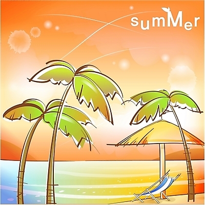 EPS 나무 식물 사계절 계절 모래 바다 백그라운드 의자 일러스트 자연 하늘 풍경 해변 사람없음 야외 여름 야자수 국내일러스트 가구 생태계 파일형식 벡터