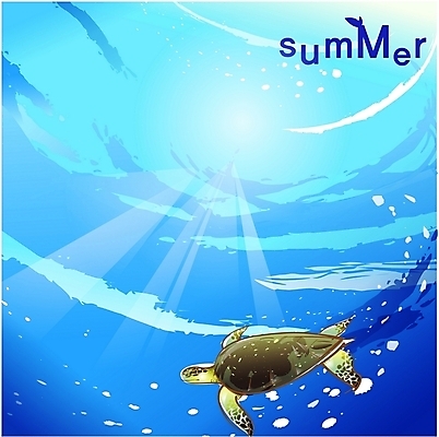 EPS 동물 척추동물 사계절 계절 바다 백그라운드 일러스트 파충류 자연 사람없음 여름 햇빛 바닷속 수영 거북이 바다거북 국내일러스트 태양 수중 수상스포츠 생태계 파일형식 벡터