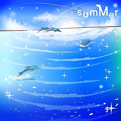 EPS 주간 동물 척추동물 사계절 계절 바다 백그라운드 일러스트 포유류 자연 갈매기 풍경 해변 사람없음 야외 여름 바다동물 돌고래 국내일러스트 자연요소 조류 수중동물 생태계 파일형식 벡터