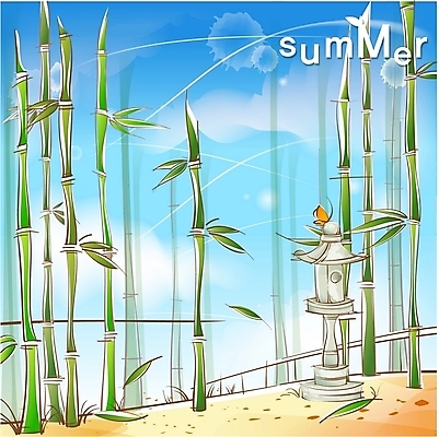 EPS 주간 나무 식물 구름 사계절 계절 백그라운드 일러스트 자연 하늘 풍경 사람없음 야외 여름 대나무 국내일러스트 자연요소 생태계 파일형식 벡터