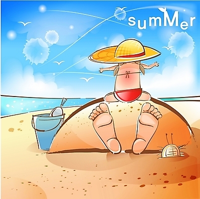 EPS 주간 사계절 계절 여자 어린이 모래 바다 백그라운드 일러스트 발 자연 갈매기 하늘 한명 사람 소녀 해변 야외 여름 여름휴가 바캉스 꽃게 삽 양동이 밀짚모자 발바닥 모래찜질 여자만 여자한명만 어린이만 소녀만 소녀한명만 국내일러스트 자연요소 모자_잡화 1 조류 휴가 신체부위 게 생태계 파일형식 벡터 여름_계절