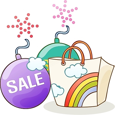 EPS 구름 무기 무지개 일러스트 이벤트 사람없음 쇼핑 종이봉투 쇼핑백 세일 폭탄 폭탄세일 국내일러스트 자연요소 가방 봉투 폭발물 파일형식 벡터