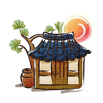 EPS 한국문화 한국전통 시설물 명절 건축 고건축 한국건축 일러스트 새해 한국 기와집 사람없음 설날 태양 동양건축 소나무 항아리 국내일러스트 자연요소 나무 동양문화 전통 건축물 기념일 아시아 한옥 도자기 파일형식 벡터 동양