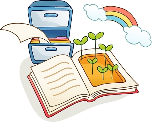 EPS 일러스트 비즈니스 사람없음 책 새싹 사무용품 기록 업무 서랍장 문서 파일 서류함 서류판 국내일러스트 식물 가구 문구용품 작업 파일형식 벡터