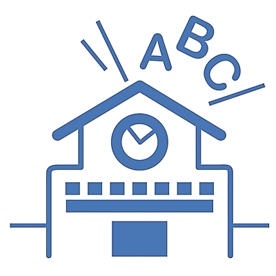 EPS 아이콘 시설물 알파벳 영어 교육 현대건축 건축 시계 컬러 학교 수업 사람없음 파란색 심볼 심볼아이콘 2D아이콘 문자 건축물 파일형식 벡터