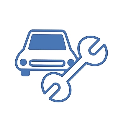 EPS 아이콘 육상교통 컬러 교통 승용차 자동차 사람없음 파란색 스패너 수리 심볼 심볼아이콘 정비소 카센터 편구스패너 2D아이콘 교통수단 공구 센터 파일형식 벡터