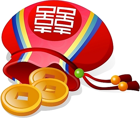 EPS 한국전통 문양 잡화 명절 돈 일러스트 새해 복주머니 사람없음 설날 전통문양 동전 민속 향주머니 엽전 세뱃돈 국내일러스트 전통 기념일 전통소품 한국 재산 주머니 파일형식 벡터