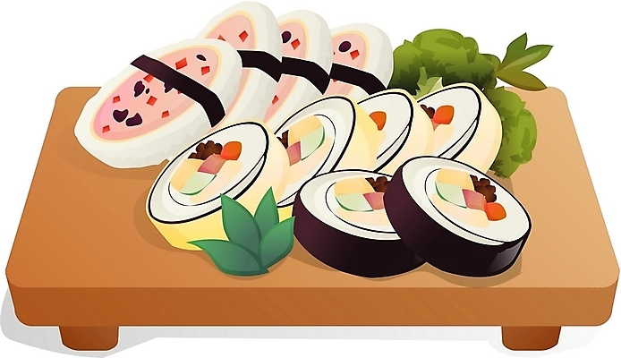 EPS 음식 채소 일러스트 디저트 디테일아이콘 사람없음 하이앵글 브로콜리 분식 김밥 롤 음식아이콘 누드김밥 국내일러스트 아이콘 뷰포인트 파일형식 벡터