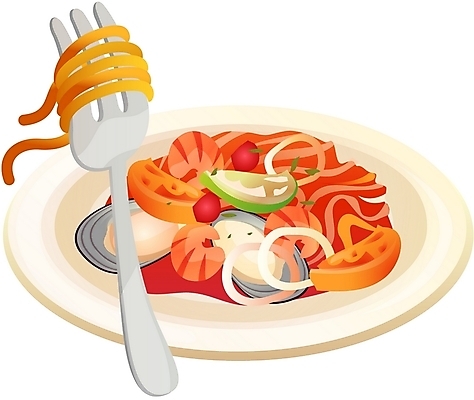 EPS 접시 음식 포크 토마토 채소 일러스트 새우 서양음식 스파게티 디테일아이콘 사람없음 하이앵글 식사 면류 면 해산물 홍합 음식아이콘 국내일러스트 아이콘 식기 뷰포인트 어패류 파스타 갑각류 파일형식 벡터