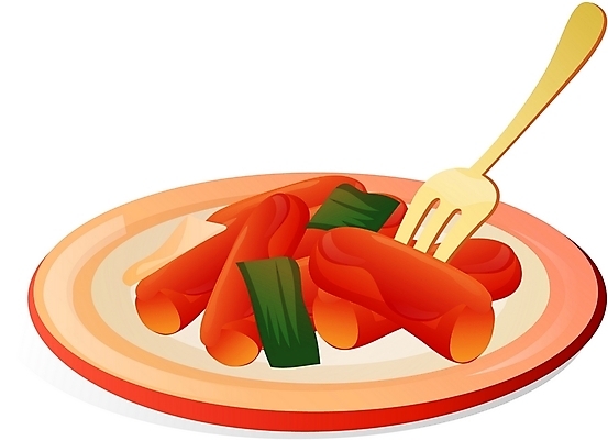 EPS 음식 포크 채소 일러스트 디저트 떡 디테일아이콘 사람없음 떡볶이 분식 파 음식아이콘 국내일러스트 아이콘 식기 파일형식 벡터