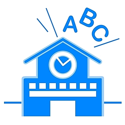 EPS 시설물 알파벳 영어 교육 현대건축 건축 시계 컬러 일러스트 학교 수업 사람없음 파란색 심볼 심볼아이콘 국내일러스트 아이콘 문자 건축물 파일형식 벡터