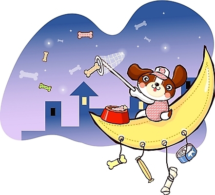 EPS 동물 척추동물 캐릭터 모자 육지동물 반려견 동물캐릭터 야경 일러스트 홍보캐릭터 포유류 뼈 애니멀프린트 야외 건물 반려동물 달 도시 그물 소시지 개 강아지 초승달 먹이 개캐릭터 통조림 개껌 일러캐릭터 자연요소 건축물 잡화 가공식품 야간 파일형식 벡터 풍경_경치