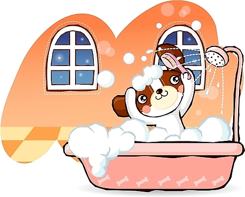 EPS 동물 척추동물 캐릭터 한마리 육지동물 동물캐릭터 일러스트 홍보캐릭터 창문 포유류 욕조 실내 애니멀프린트 물 반려동물 목욕 거품 머리빗 비눗방울 개 강아지 야간 개캐릭터 샤워기 일러캐릭터 자연요소 1 내부 청결 미용용품 파일형식 벡터