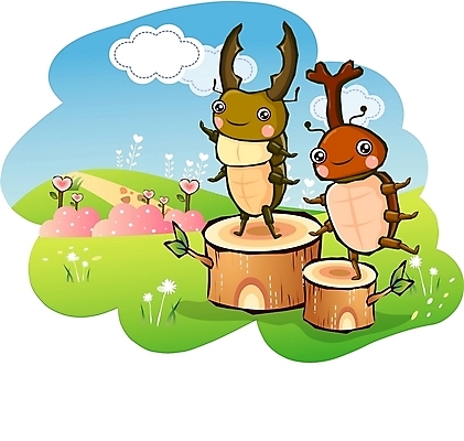 EPS 주간 동물 구름 캐릭터 꽃 길 동물캐릭터 곤충 두마리 절지류 일러스트 홍보캐릭터 하늘 애니멀프린트 사랑 초원 사람없음 야외 하트 벌레 곤충캐릭터 나무토막 성충 사슴벌레 장수풍뎅이 일러캐릭터 자연요소 모양 식물 감정 2 파일형식 벡터