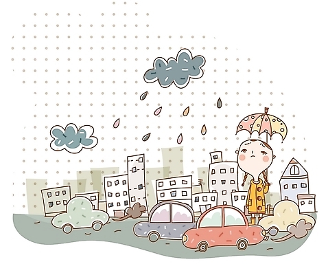 EPS 여자 일러스트 우산 자동차 청소년 한명 사람 야외 건물 10대 자연보호 환경 환경오염 오염 매연 대기오염 산성비 여자만 여자한명만 십대만 십대여자만 십대여자한명만 국내일러스트 1 건축물 육상교통 컨셉 자연 비_날씨 보호 파일형식 벡터
