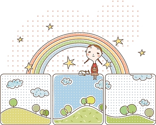 EPS 나무 구름 여자 별 무지개 일러스트 청소년 한명 사람 10대 환경 고양이 동산 산등선 여자만 여자한명만 십대만 십대여자만 십대여자한명만 국내일러스트 자연요소 식물 1 포유류 반려동물 파일형식 벡터