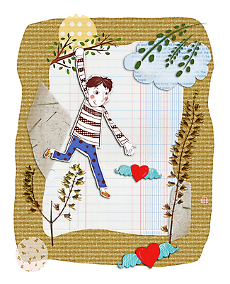 PSD 나무 구름 남자 잎 날개 일러스트 청소년 사랑 한명 사람 소년 10대 하트 콜라주 남자만 남자한명만 십대만 십대남자만 십대남자한명만 국내일러스트 자연요소 모양 식물 1 감정 어린이 파일형식