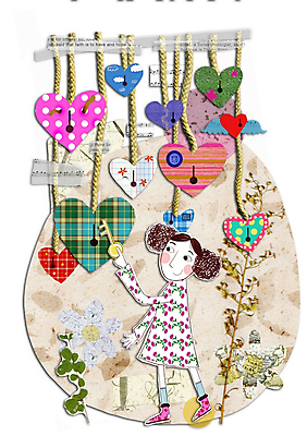 PSD 나무 여자 감정 잎 일러스트 청소년 열쇠 자물쇠 사랑 한명 사람 10대 하트 끈 콜라주 여자만 여자한명만 십대만 십대여자만 십대여자한명만 국내일러스트 모양 식물 1 파일형식