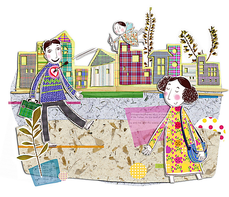 PSD 커플 여자 남자 화분 일러스트 천사 화살 거리 주택 사랑 사람 소년 두명 하트 도시 콜라주 큐피드 국내일러스트 모양 감정 어린이 관계 건물 파일형식