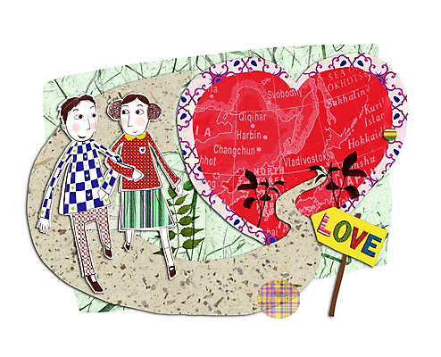 PSD 커플 여자 남자 잎 일러스트 사랑 사람 소년 두명 팔짱 팻말 하트 표지판 콜라주 국내일러스트 모양 식물 감정 어린이 관계 모션 프레임 알림판 파일형식