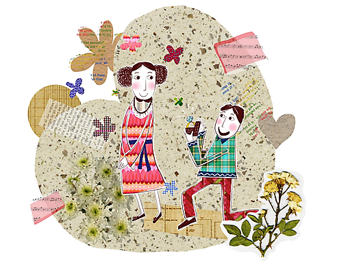 PSD 커플 여자 남자 행복 프로포즈 일러스트 나뭇잎 선물 사랑 사람 이벤트 소년 두명 하트 반지 콜라주 국내일러스트 모양 감정 어린이 잎 장신구 관계 파일형식