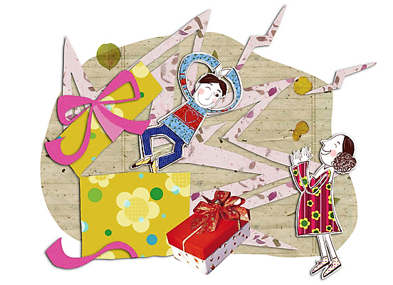 PSD 커플 여자 남자 행복 리본 프로포즈 일러스트 선물 사랑 사람 이벤트 소년 두명 상자 하트 콜라주 감동 국내일러스트 모양 감정 어린이 관계 파일형식