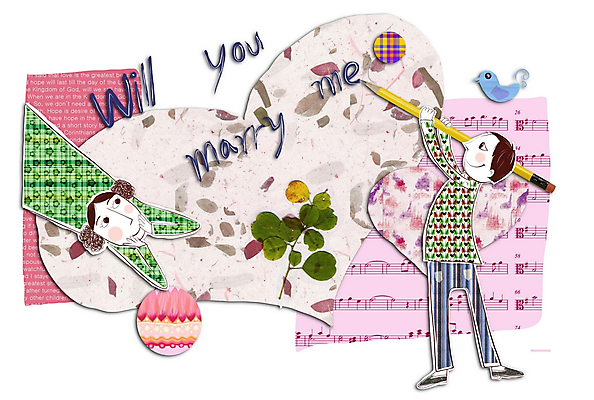 PSD 문자 커플 여자 남자 프로포즈 일러스트 조류 나뭇잎 사랑 사람 소년 두명 연필 악보 콜라주 감동 국내일러스트 동물 감정 어린이 음악 잎 관계 학용품 필기구 파일형식