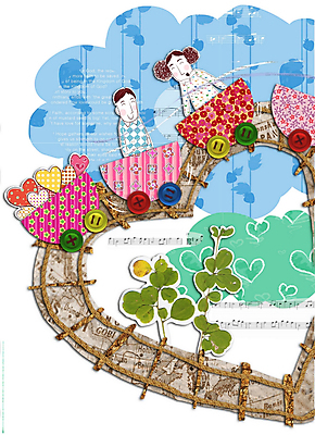 PSD 커플 여자 남자 여행 데이트 일러스트 나뭇잎 사랑 사람 소년 두명 기찻길 기차 하트 콜라주 철도의날 국내일러스트 모양 감정 어린이 육상교통 잎 관계 대중교통 파일형식 법정기념일